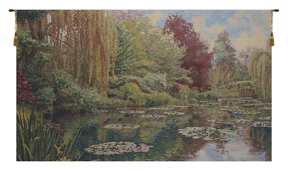 Monet's Garden Tapestry: European Jacquard Woven Wall Hanging