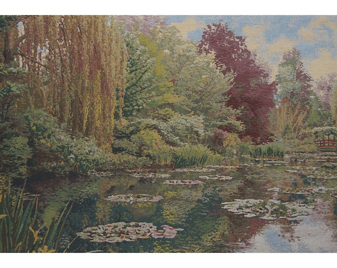 Monet's Garden Tapestry: European Jacquard Woven Wall Hanging
