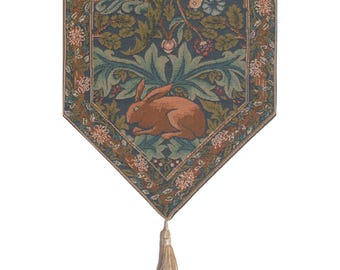 William Morris Jacquard Table Runner: Brother Rabbit Design, Woven in France