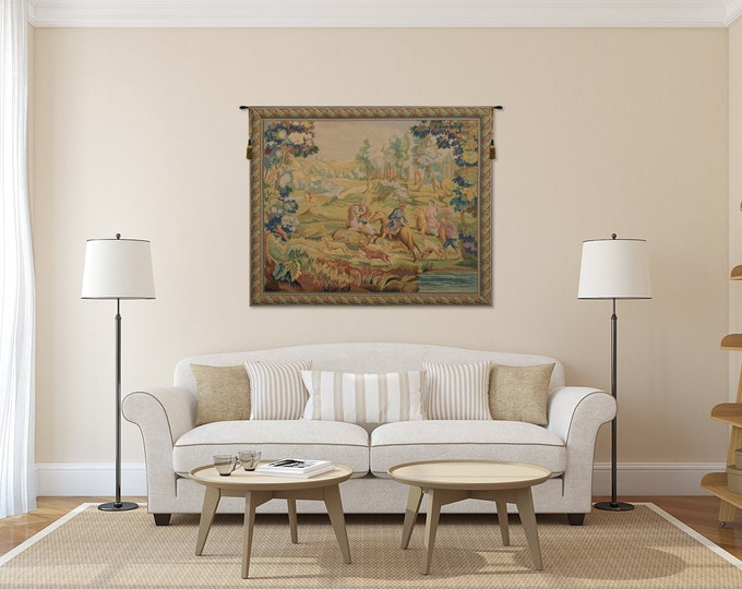 Hunt Belgian Tapestry: Medieval Woven Wall Hanging (48x60 inch)