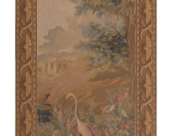 Le point Deau Flamant Rose European Wall Tapestry - Birds Art Jacquard Wall Hanging - Forest Art Wall Tapestry - Decorative French Wall Art