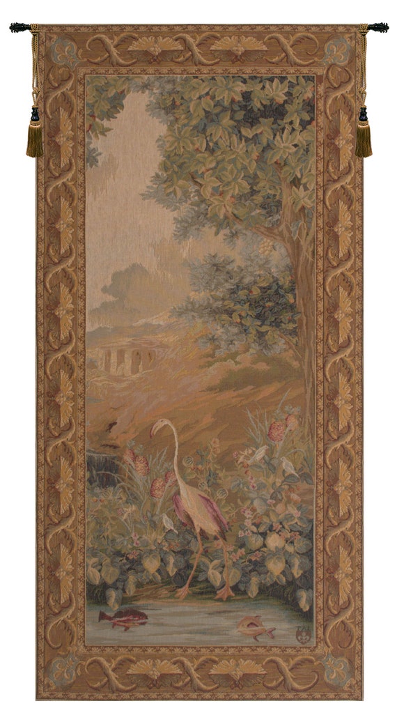 Flamingo Tapestry: French Jacquard Woven Wall Hanging (58x27 inch)