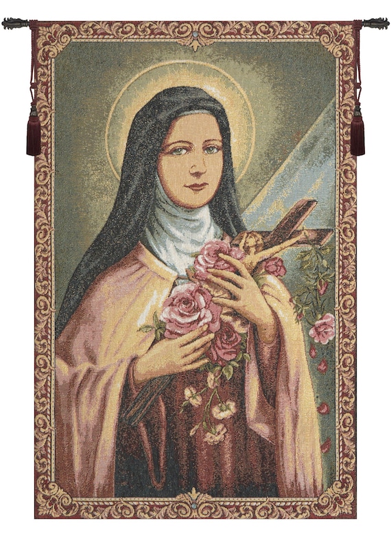 Saint Teresa Jacquard Woven Tapestry - Religious Wall Hanging