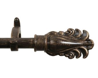 Fancy Feather Antique Black  Tapestry Decorative Rod - Close to Wall Rod - Metal Tapestry Rod