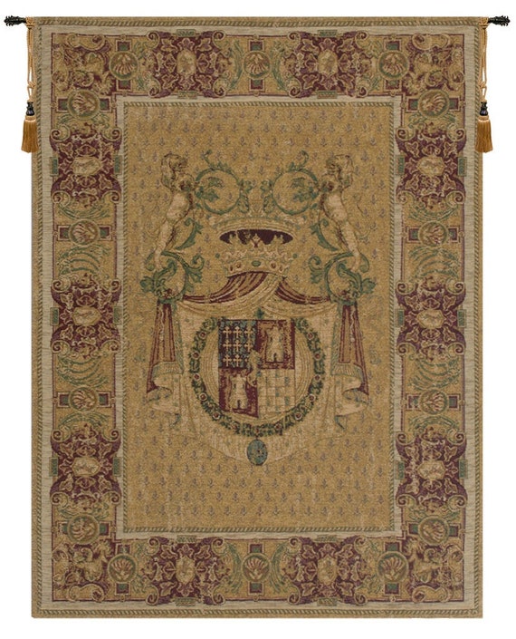 Stemma Tours Chenille Tapestry: Italian Woven Medieval Wall Hanging