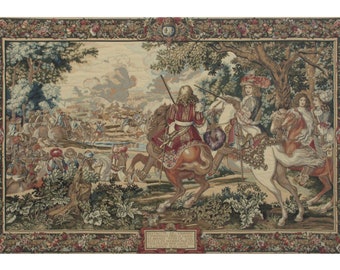 Le Roi Soleil European Wall Tapestry - Woven jacquard Wall Decor Art - Unique Medieval Wall Hanging - Antique Belgian Wall Tapestry