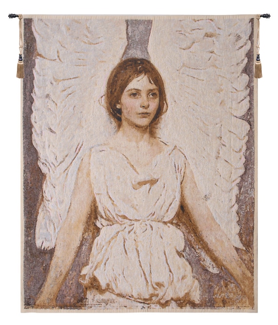 Angels Thayer Tapestry: Belgian Woven Religious Wall Art (37x28 inch)
