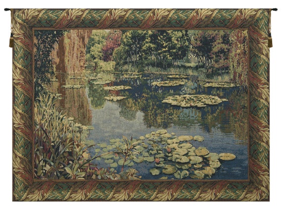Monet's Lily Pond Tapestry: Lake Giverny Woven Wall Art, Belgium