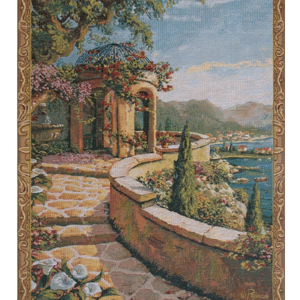 Capri Mini European Wall Tapestry - Fine Arts Wall Décor Art Painting - Floral Decorative Wall Art - Jacquard Gobelin Wall Hanging