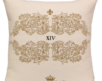 Sierkussenhoes Franse jacquard: gouden ornament Lodewijk XIV Versailles (19 x 19)