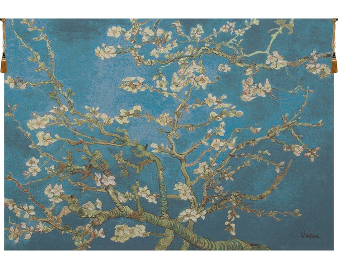 Van Gogh Almond Blossom Tapestry: Belgian Woven Floral Wall Art