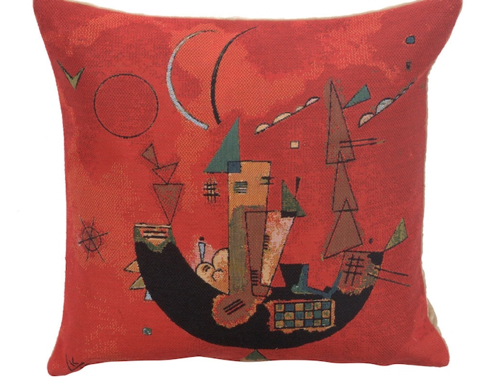 Kandinsky 'Mit und Gegen' Tapestry Cushion Cover - 18x18 Throw Pillow