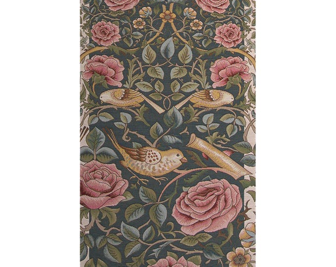 William Morris Table Runner: Roses and Birds Jacquard Tapestry (70x19 inch)