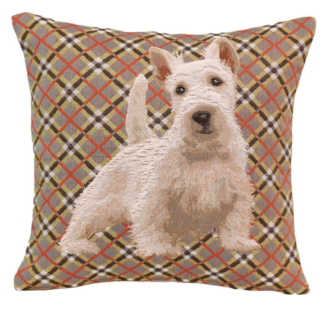 White Scottish Dog Tapestry Cushion Cover 14x14 West Highland