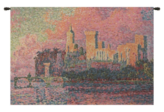 Chateau Des Papes Tapestry: Belgian Woven Castle Wall Decor Art