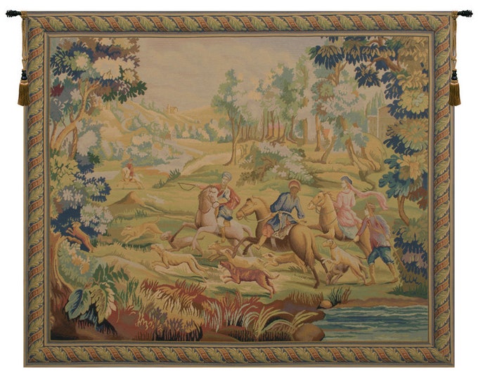 Hunt Belgian Tapestry: Medieval Woven Wall Hanging (48x60 inch)