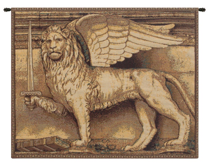Lion of Saint Mark Tapestry: Italian Woven Wall Hanging (12x15 inch)