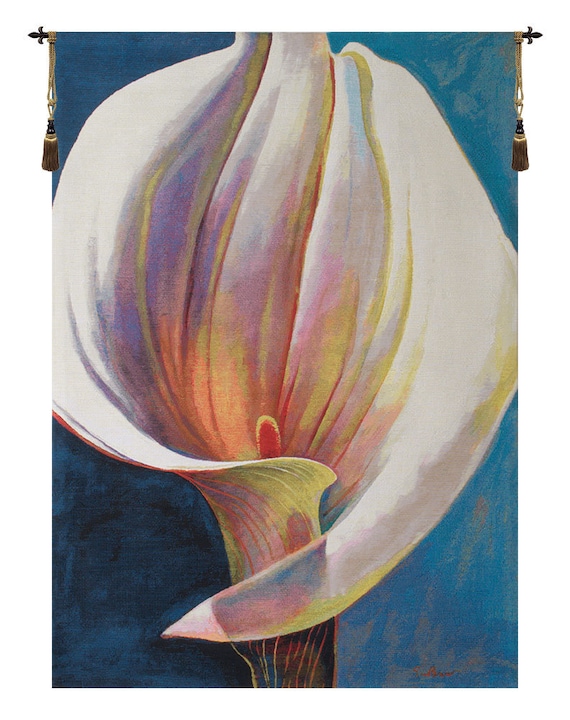 Simon Bull Floral Tapestry: 'Just The Way You Are' Jacquard Wall Decor (51x36 inch)
