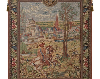Vieux Brussels Left Side European Wall Tapestry Woven - Medieval Art Lover Gift - Unique Belgian Wall Decorative Art