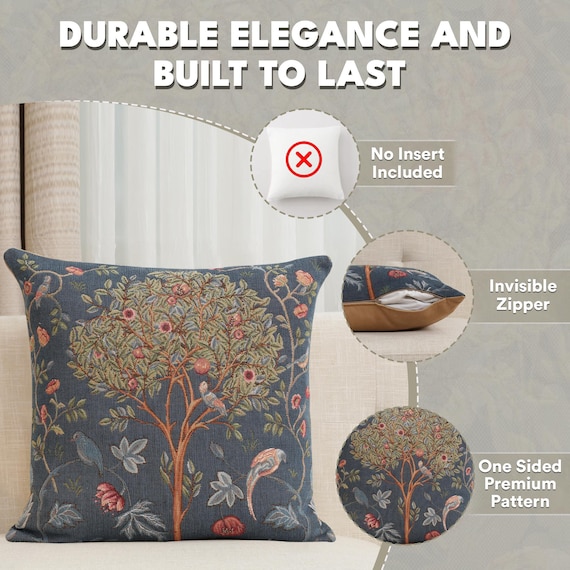 William Morris Tapestry Pillow Cover: Kelmscott Tree, Arts & Crafts Throw Pillow