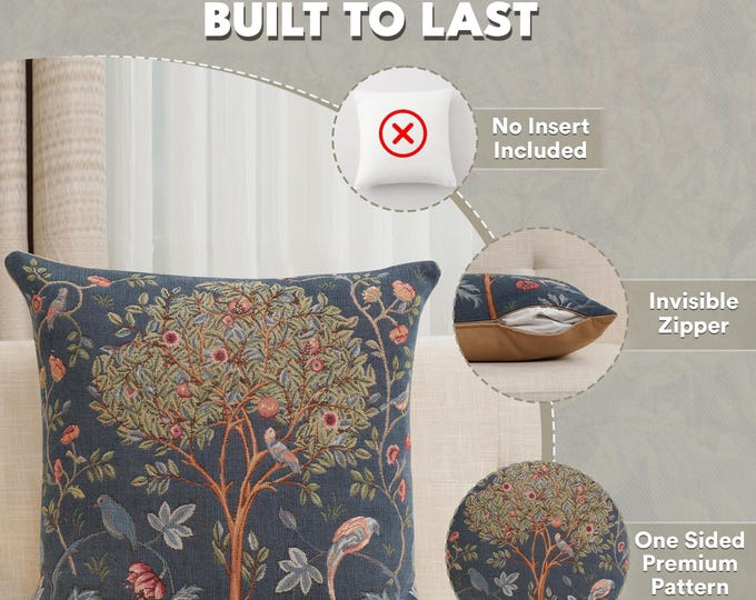 William Morris Tapestry Pillow Cover: Kelmscott Tree, Arts & Crafts Throw Pillow