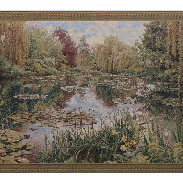 Monet Horizontal Decorative Tapestry - Italian Decor Wall Hanging - Jacquard Woven Belgian Wall Decor Art - Wall Art Hanging - Home Decor