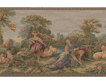 Pastorale European Wall Tapestry - Classical Unique Wall Decor Art - Woven Italian Wall Tapestry - Romantic Couple Decorative Wall Hanging