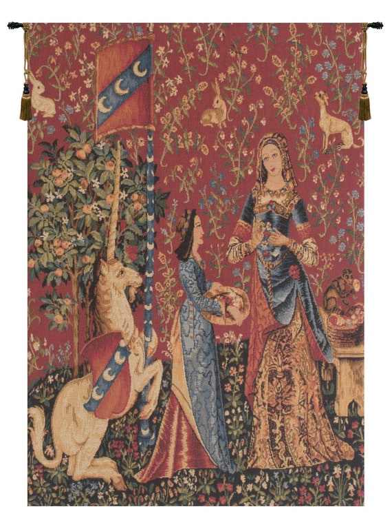 Lady and Unicorn Tapestry: Millefleurs Medieval Wall Hanging