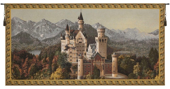 Neuschwanstein Castle Tapestry: Woven Belgian Wall Art (27x51 inch)