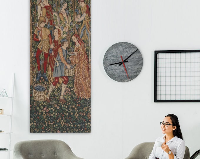 Belgian Woven Wall Tapestry: Millefleurs Floral Decor, 47x17 inch