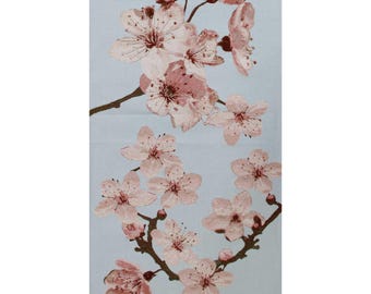 Cherry Blossom Blue Table Runner - Floral Dining Decor Linen Cloth