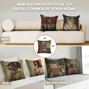 Belgian Chien Arthur Cushion Cover, 18x18 Woven in Belgium BullDog Decor, Pillow, Tapestry Medieval Knight Armour Unique Gift image 10