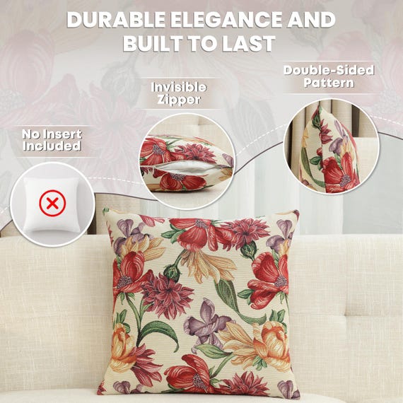 Elegant Iris Tapestry Pillow Cover: Floral Jacquard Woven Cushion for Sofa and Home Decor