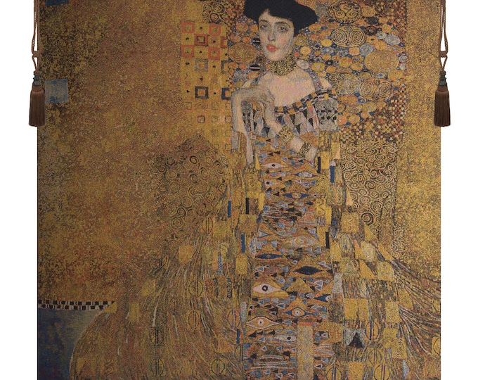 Lady In Gold Tapestry Gustav Klimt Wall Hanging Famous Painting Art Nouveau Decor