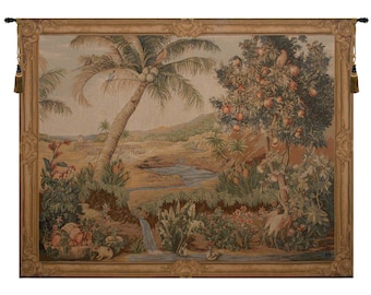 L'Oasis I European Wall Tapestry - Unique Tree of Life Wall Décor Art - Woven Jacquard Wall Hanging - Decorative Medieval Wall Tapestry