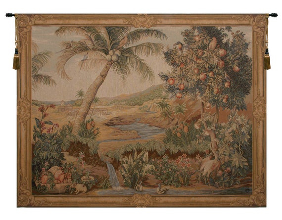 Tree of Life Tapestry: Woven Jacquard Wall Hanging, French Medieval Decor