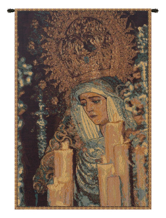 St. Seville Madonna Tapestry: Italian Woven Wall Hanging (19x12 inch)