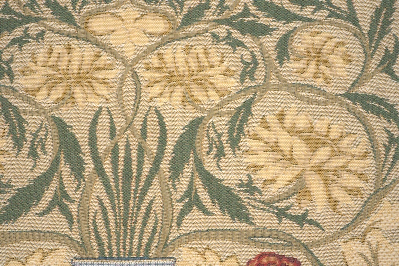 William Morris rose tapestry pillow cover with floral vase design vintage jacquard woven cushion for sofa home decor