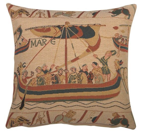 Bayeux Tapestry Pillow Cover: William Morris Belgian Woven Cushion (14x14)