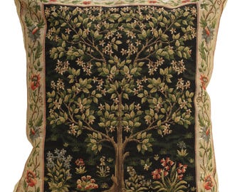 Woven Tapestry Body Pillow Covers 18x18 inch, Tree of Life Beige Cushion Cover, William Morris Art Throw Pillow Cover, Housewarming Gift
