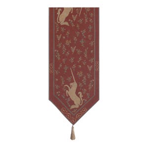 Camino de mesa con tapiz de unicornio, tejido jacquard francés, fantasía medieval, decoración del hogar con borlas