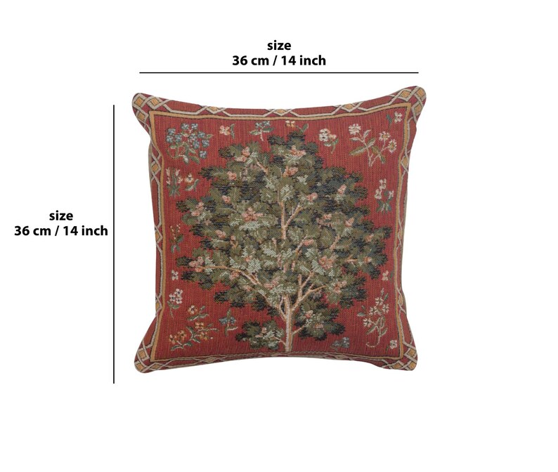 Medieval Oak Tree Tapestry Pillow Cover: French Jacquard Cushion image 2