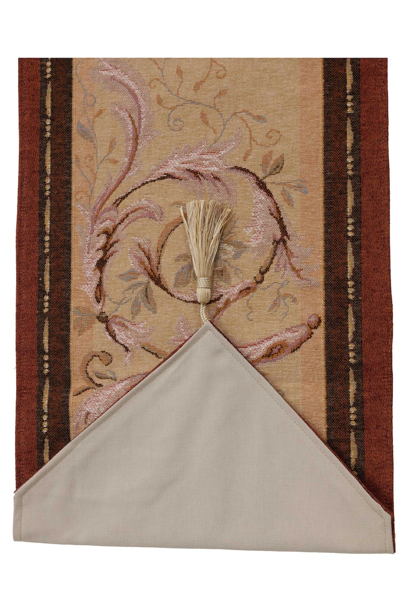 Geweven tafelloper met bloemenjacquard Frans tapijt met kwastjes 14 x 72 inch afbeelding 8