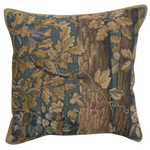 Wawel Timberland Leaves Belgian Tapestry Cushion Cover - 17x17 inch Gobelin Jacquard Sofa Pillow Case