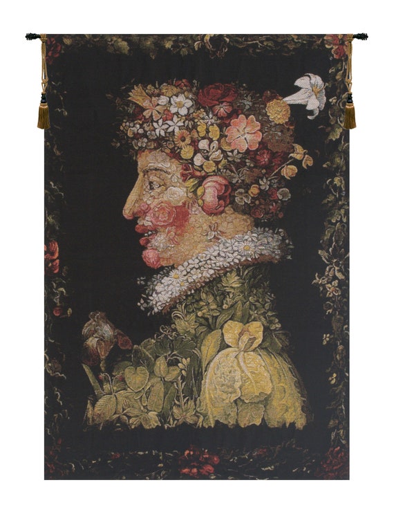 Arcimboldo Spring Tapestry: Belgian Woven Fine Art Wall Hanging