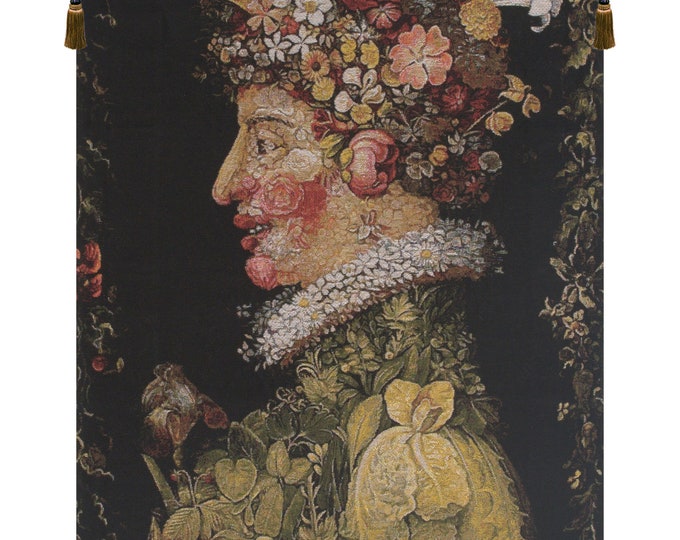 Arcimboldo Spring Tapestry: Belgian Woven Fine Art Wall Hanging
