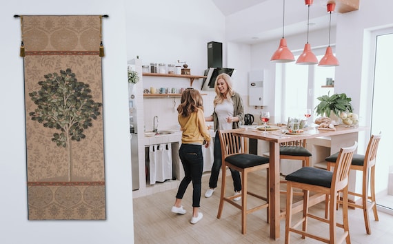 Chene Naturel European Millefleurs Wall Tapestry - Medieval Tree of Life Jacquard Woven Hanging Art