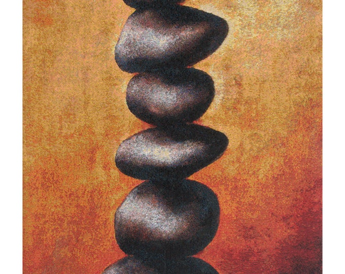 Stone Cairn Woven Tapestry: European Jacquard Wall Art