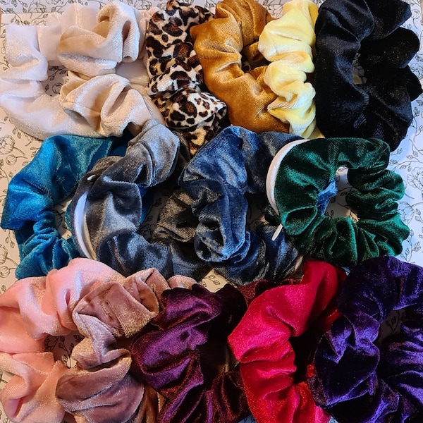 SECRET STASH Scrunchies, Velvet Material with ZIP, Blue, Black, Gold, Green, Pink, Leopard, Grey, Yellow & Cream