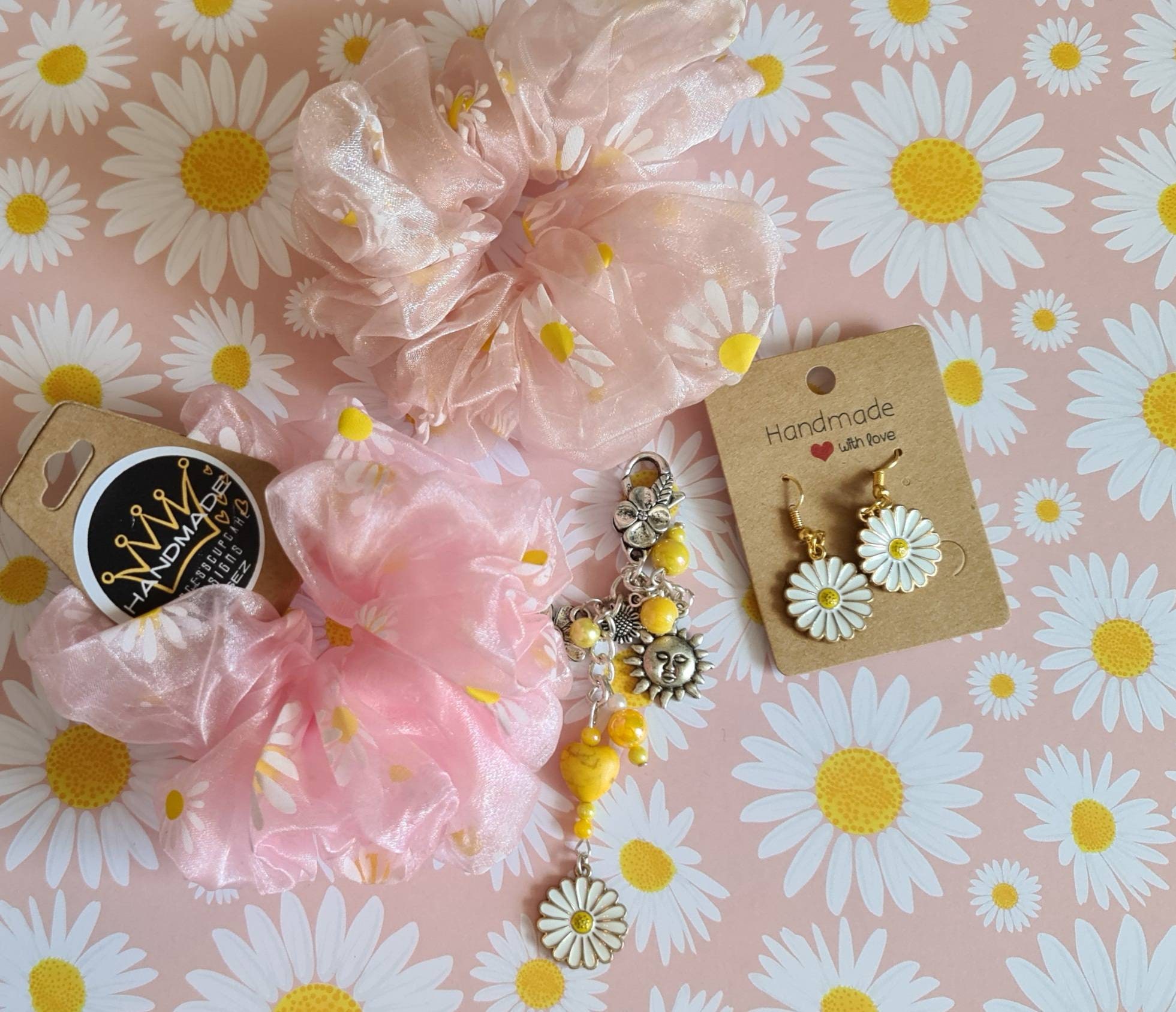 Daisy Themed Letterbox Gift DAISY ORGANZA Handmade Scrunchies Etsy
